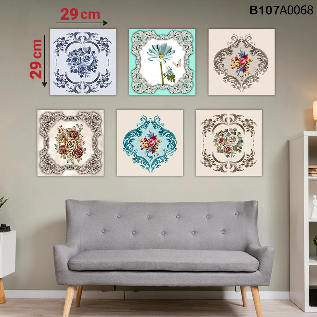 Parçalı Ahşap Duvar Tablo Mdf 6 Parça Set