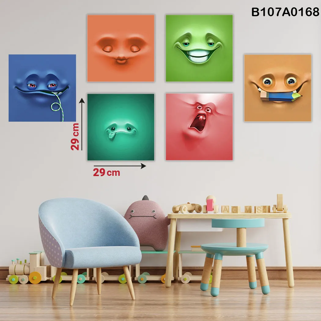 Parçalı Ahşap Duvar Tablo Mdf 6 Parça Set